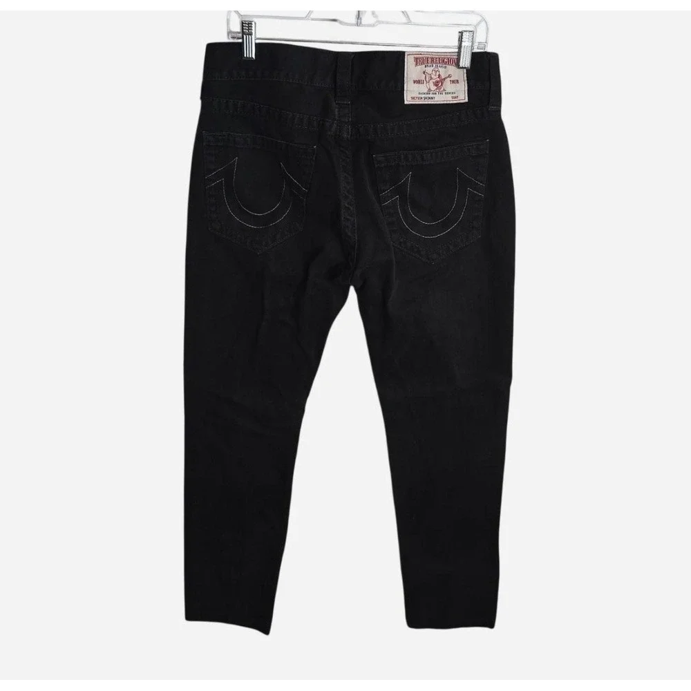 True Religion Jeans Mens 31 Black Denim Skinny Leg Stretch Adult 31x32